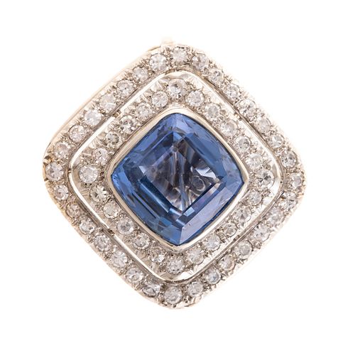 An Unheated 9.15 ct Sapphire & Diamond Pin/Pendant