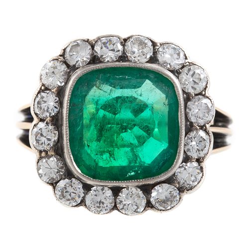 An Impressive Emerald & Diamond Ring in 14K