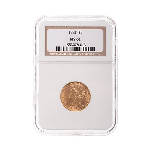 1881 $5 Liberty Gold Half Eagle