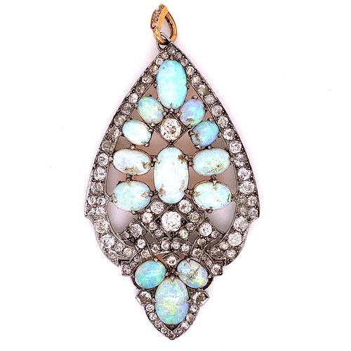 Art Deco Opal Diamond Pendant