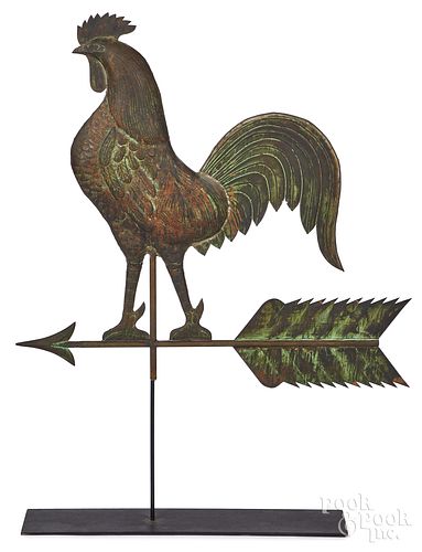 Swell bodied copper cockerel weathervane