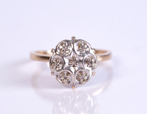 10K WG YG Floral Ring w/Diamonds