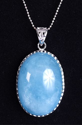 Sterling Silver & Blue Quartz Pendant Necklace