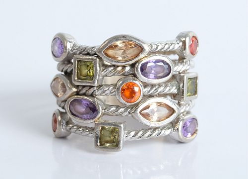 Modernist Sterling Silver & Gemstone Ring