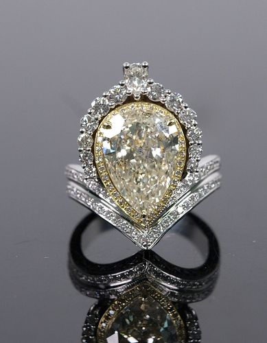 18K WG Custom 3.75 CTTW Fancy Yellow Diamond Ring