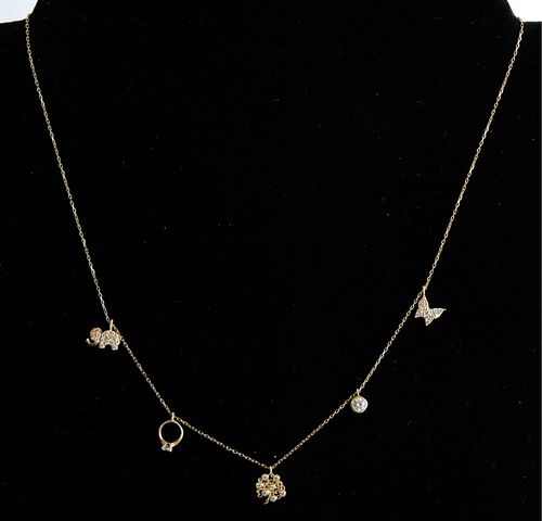 18K Yellow Gold Charm Necklace