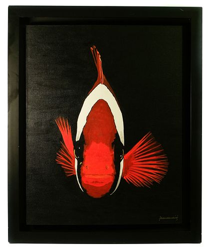 Contemporary Acrylic on Board Clownfish, Signed