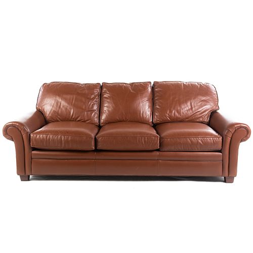 Hancock & Moore Brown Leather Three Cushion Sofa