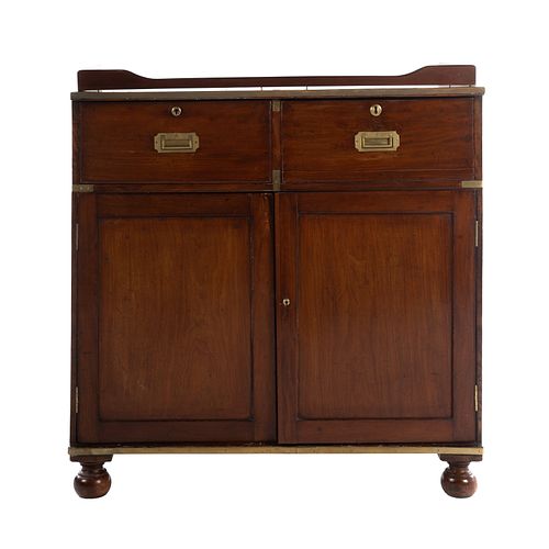 George IV Brass Bound Mahogany Campaign Cabinet