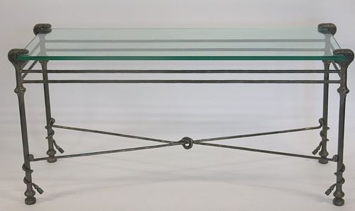 Vintage Giacometti Style Steel Console Table.