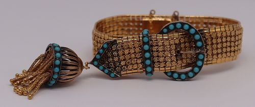 JEWELRY. Portuguese 800 Gold Buckle Form Bracelet