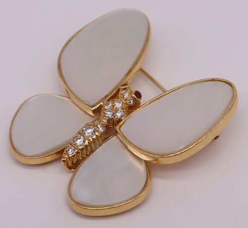 JEWELRY. Signed Forley 18kt Gold Butterfly Brooch.