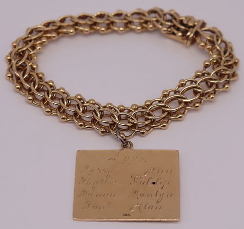 JEWELRY. 14kt Gold Charm Bracelet and Charm.