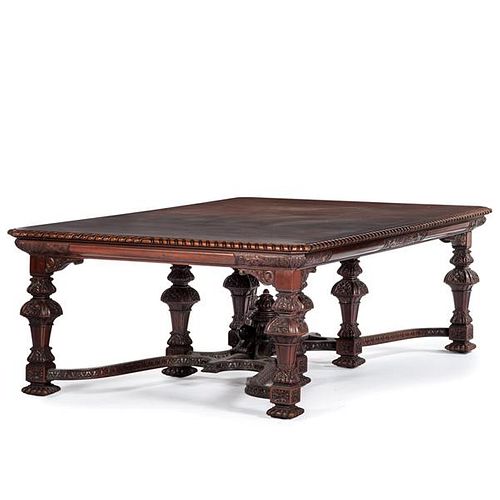 Jacobean-style Carved Walnut Dining Table 