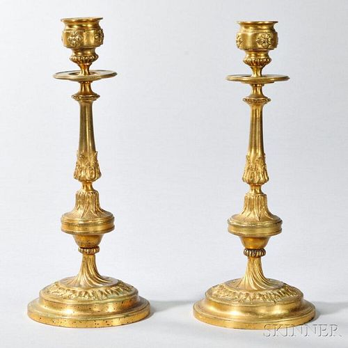 Pair of Gilt-bronze Candlesticks
