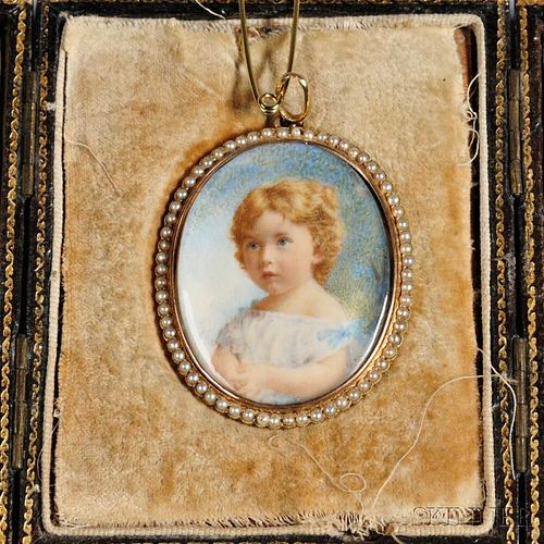 Portrait Miniature of Child with Split Pearls
