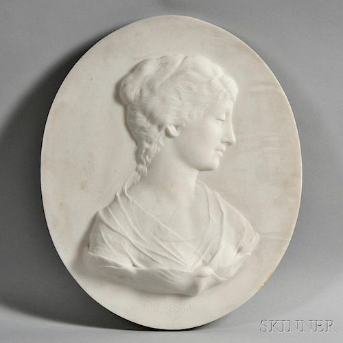 William Couper (American, 1852-1942)       White Marble Oval Portrait Plaque