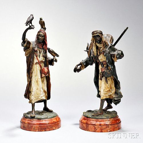 Two Franz Bergmann Cold-painted Figures of a Falconer and Hunter