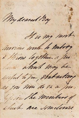 * (ROYAL NAVY) KERR, ADMIRAL ROBERT N. 50 pg bound letter from Admiral Robert Kerr to his son upon entering the Royal Navy, 1857