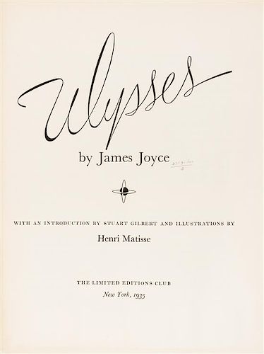 (LEC. MATISSE, HENRI) JOYCE, JAMES. Ulysses. New York, 1935. Limited edition, signed.