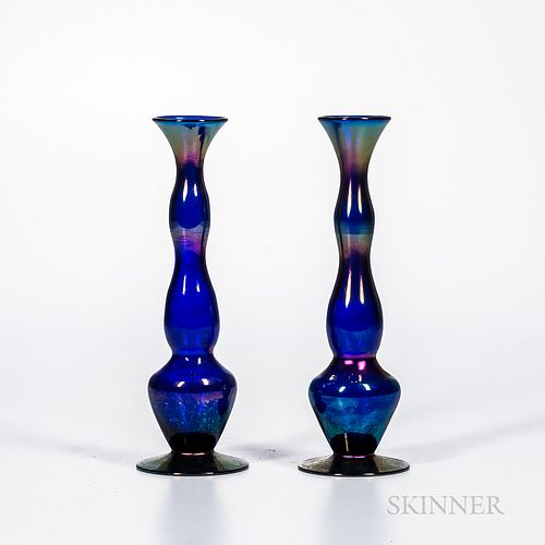 Two Imperial Art Glass "Free Hand" Bud Vases