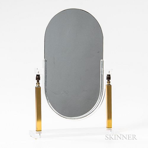 Lucite and Brass Dressing Mirror