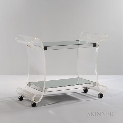 Lucite and Glass Bar Cart