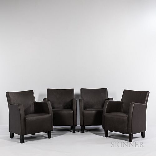 Four Leather Club Chairs