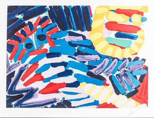 Karel Appel (Dutch, 1921-2006)      Two Unframed Color Lithographs on Paper from the Portfolio Ten by Appel :  About a Couple