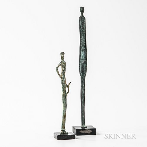 Modern Metal Sculptures of a Man and Woman