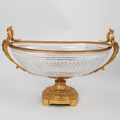 French Gilded & Cut Crystal Centerpiece