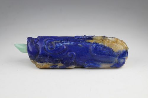19th C. Chinese Carved Lapis Lazuli Snuff Bottle