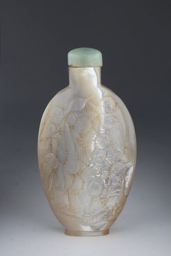 Rare & Unusual 19th C Mother of Pearl Snuff Bottle