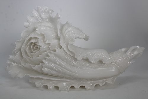 Chinese White Glass Cabbage Sculpture