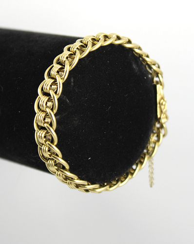 Mid-Century Modern 14K Gold Round Link Bracelet