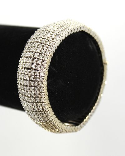 14K White Gold & Diamond Wide Bracelet
