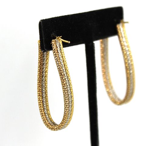 Milor Designer 14K Tri-Gold Triple Hoop Earrings