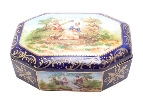 Czech "Lang" Hand-Painted Porcelain Dresser Box