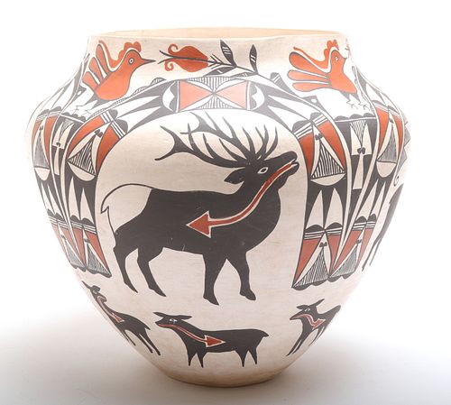 M. Antonio Acoma Pueblo Pottery Animal Motif Olla
