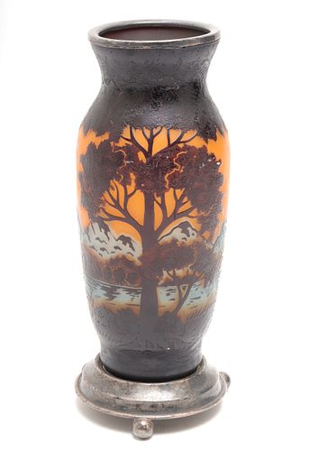 Mohr Cameo Glass "Mountain Landscape" Vase