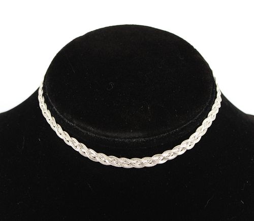 Modern 14K White Gold Braided Chain Necklace
