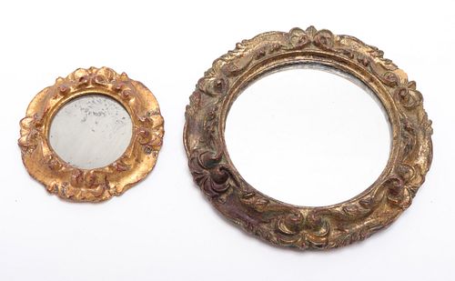Petite Round Mirrors in Gilt Frames, 2
