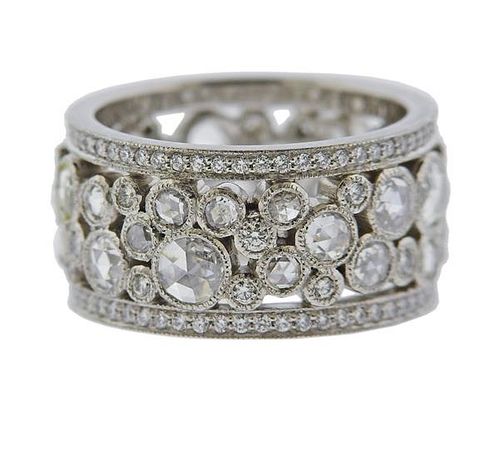 Tiffany &amp; Co. Platinum Cobblestone Rose Cut Diamond Eternity Band Ring