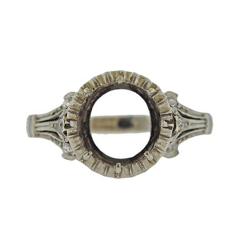 Antique Platinum Rose Cut Diamond Ring Mounting