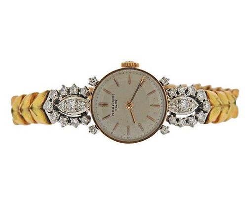 Patek Philippe 18k Gold Platinum Diamond Watch ref. 1289