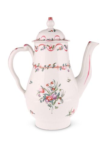 A NEW HALL COFFEE POT
 circa 1790
 Of baluster fo