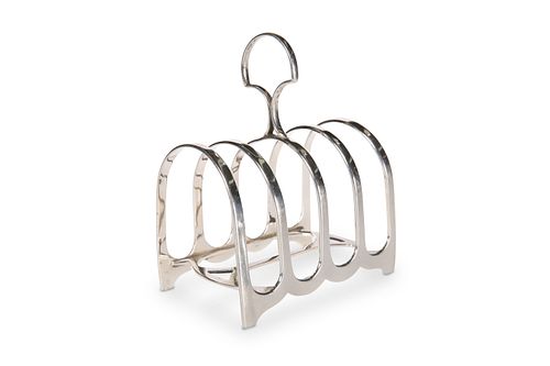 A GEORGE V SILVER TOAST RACK, by William Hutton &