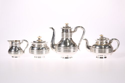 A 19TH CENTURY RUSSIAN SILVER FOUR-PIECE TEA AND 