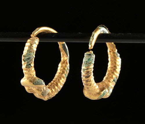 Roman Gilded Copper Earrings Hercules Knots (pr)