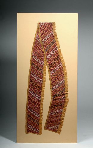 Custom Mounted North Coast Peruvian Textile Sash
